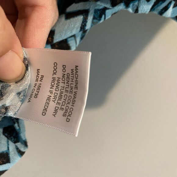 Jane +‎ Delancey Top Women’s Large Turquoise Blue Aztec Southwest Button Up - Picture 10 of 11